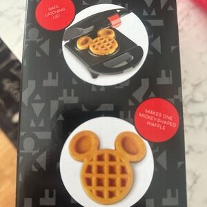 Amazon Black Mickey-Shaped Waffle Maker with Red Accents